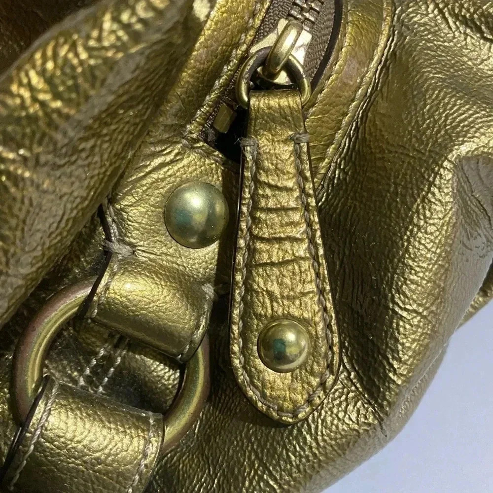 Coach gold metallic leather satchel handbag - Picture 12 of 16